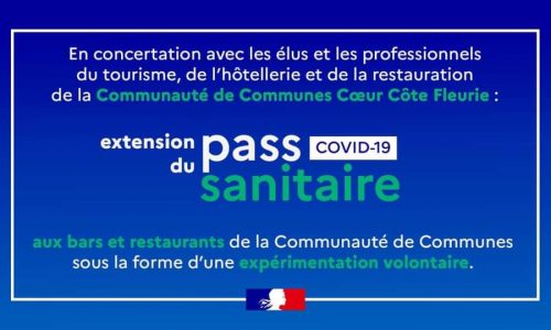 SANTÉ : les bars et restaurants de toute la Communauté de Communes, dont Villers fait partie, testeront le pass sanitaire à partir de demain, dimanche 25 juillet