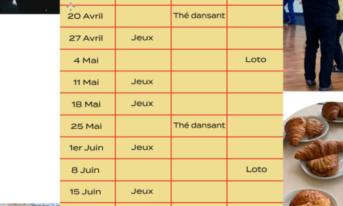 ANIMATIONS SENIORS : le calendrier jusqu’à fin juin